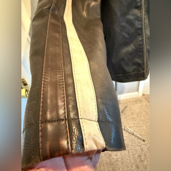 Vtg Arizona Jean Co Grunge Faux Leather Men's Racer Motorcycle Zip Jacket Sz Lrg - Picture 3 of 11
